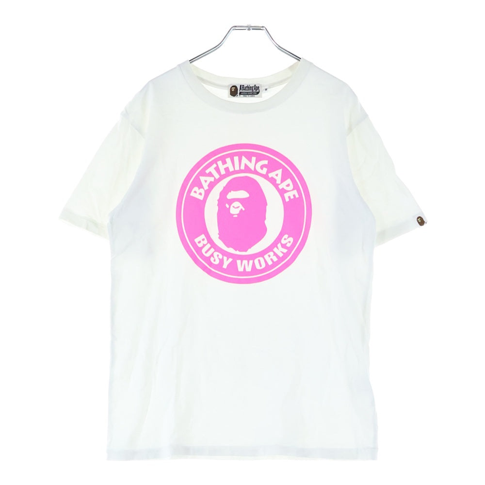 A BATHING APE(アベイシングエイプ) フロントロゴデザイン クルーネック カットソー 半袖Tシャツ ホワイト 001GD9701088