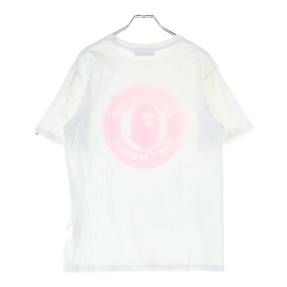 A BATHING APE(アベイシングエイプ) フロントロゴデザイン クルーネック カットソー 半袖Tシャツ ホワイト 001GD9701088