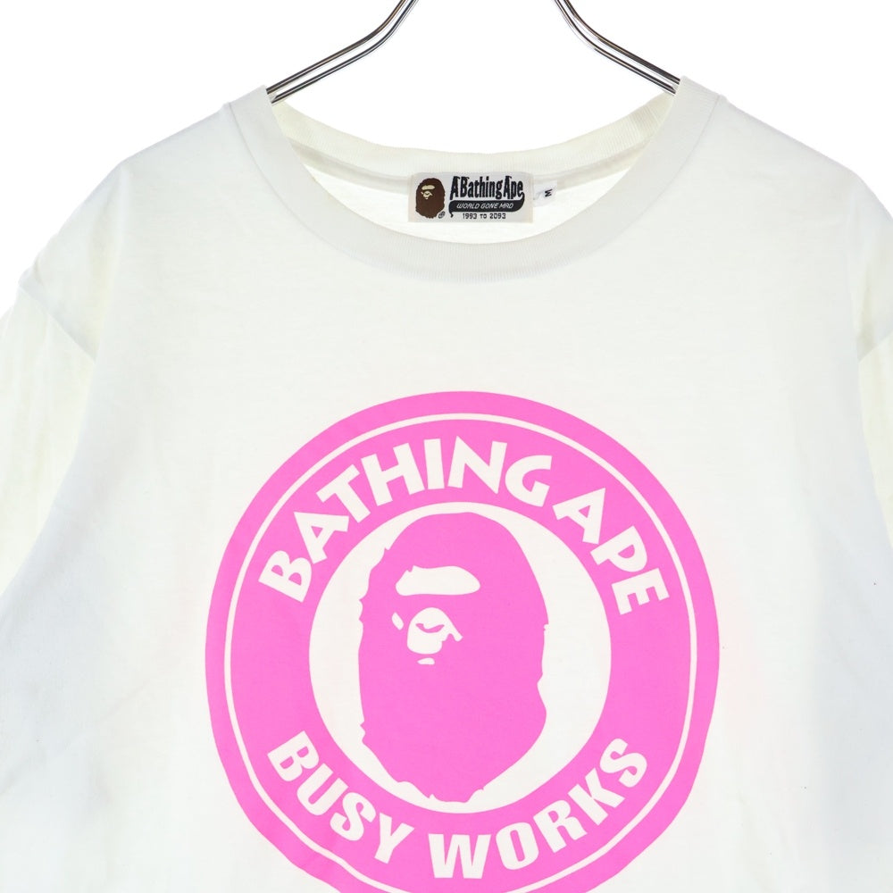 A BATHING APE(アベイシングエイプ) フロントロゴデザイン クルーネック カットソー 半袖Tシャツ ホワイト 001GD9701088