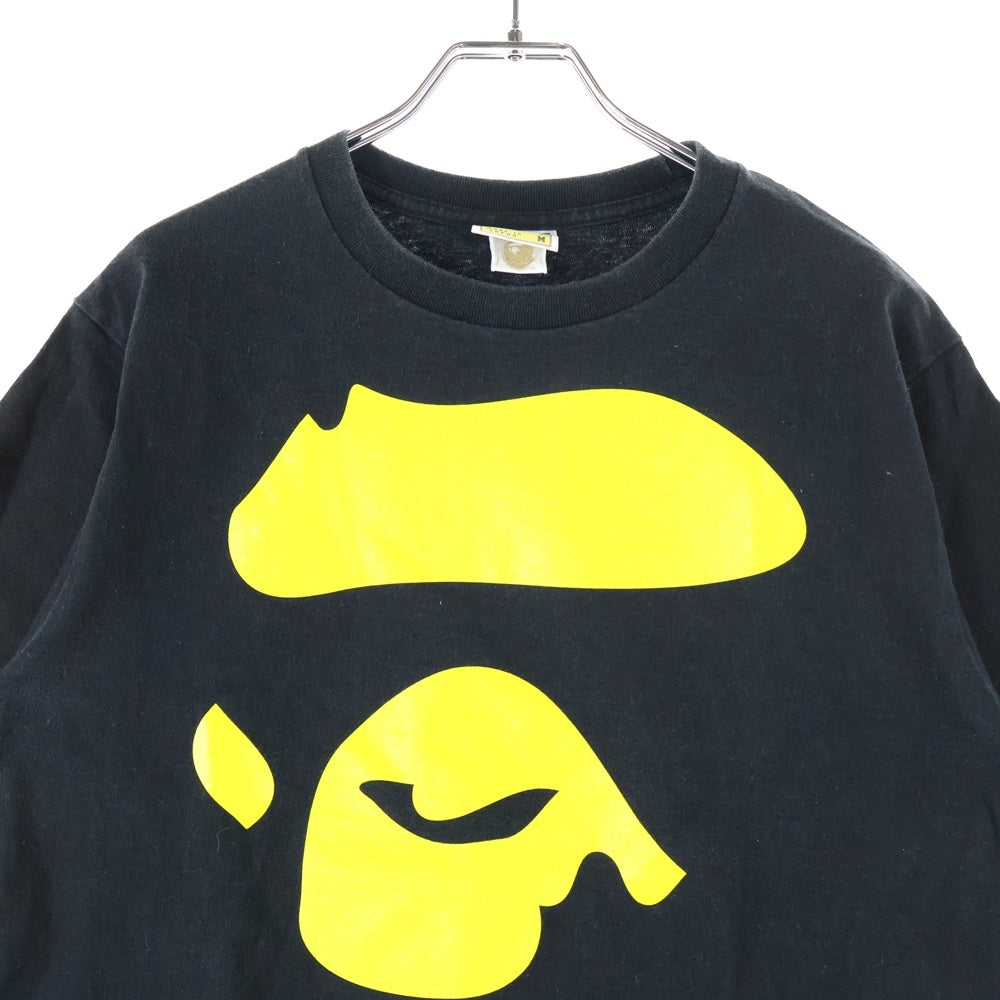 A BATHING APE(アベイシングエイプ) 両面シリコンロゴプリントデザイン クルーネック カットソー 半袖Tシャツ ブラック