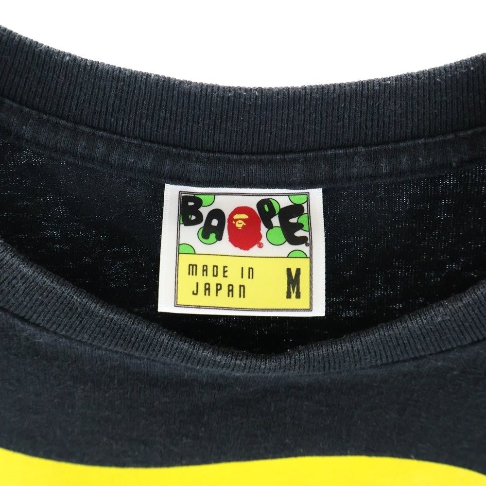 A BATHING APE(アベイシングエイプ) 両面シリコンロゴプリントデザイン クルーネック カットソー 半袖Tシャツ ブラック