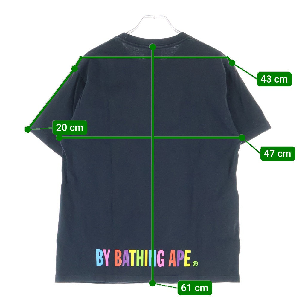 A BATHING APE(アベイシングエイプ) 両面シリコンロゴプリントデザイン クルーネック カットソー 半袖Tシャツ ブラック