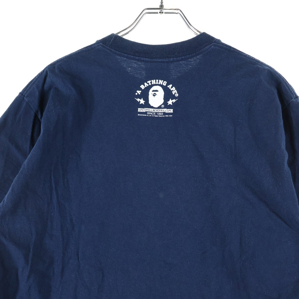 A BATHING APE(アベイシングエイプ) BABY MILO ベイビー マイロ フロントロゴデザイン クルーネック カットソー 半袖Tシャツ ネイビー