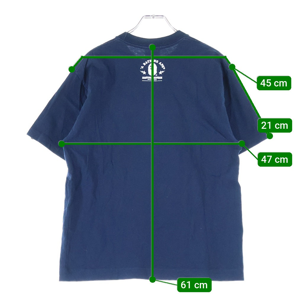 A BATHING APE(アベイシングエイプ) BABY MILO ベイビー マイロ フロントロゴデザイン クルーネック カットソー 半袖Tシャツ ネイビー