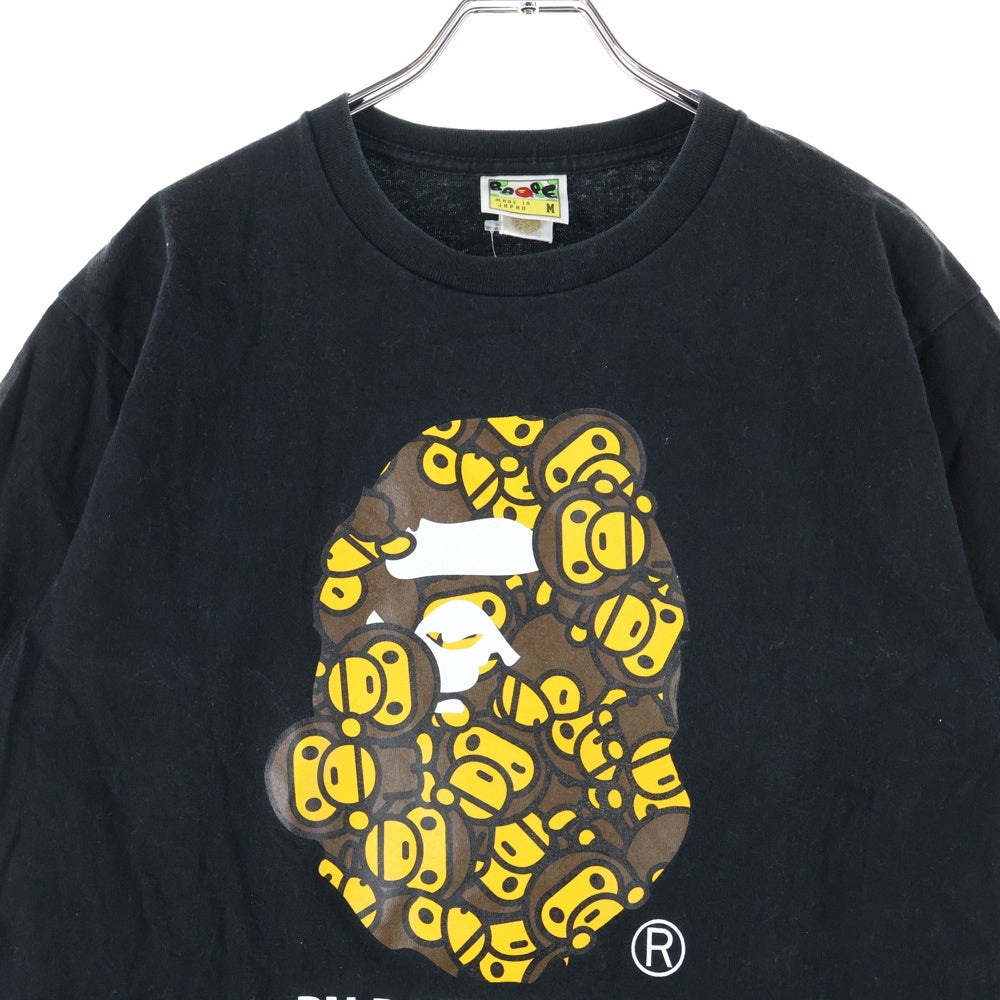 A BATHING APE(アベイシングエイプ) BY BATHING APE ベイビー マイロ フロントロゴデザイン クルーネック カットソー 半袖Tシャツ ブラック