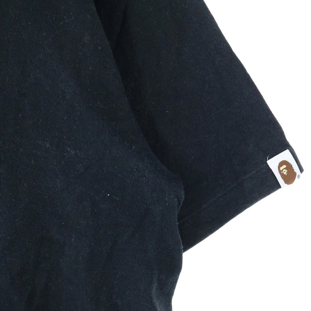 A BATHING APE(アベイシングエイプ) BY BATHING APE ベイビー マイロ フロントロゴデザイン クルーネック カットソー 半袖Tシャツ ブラック