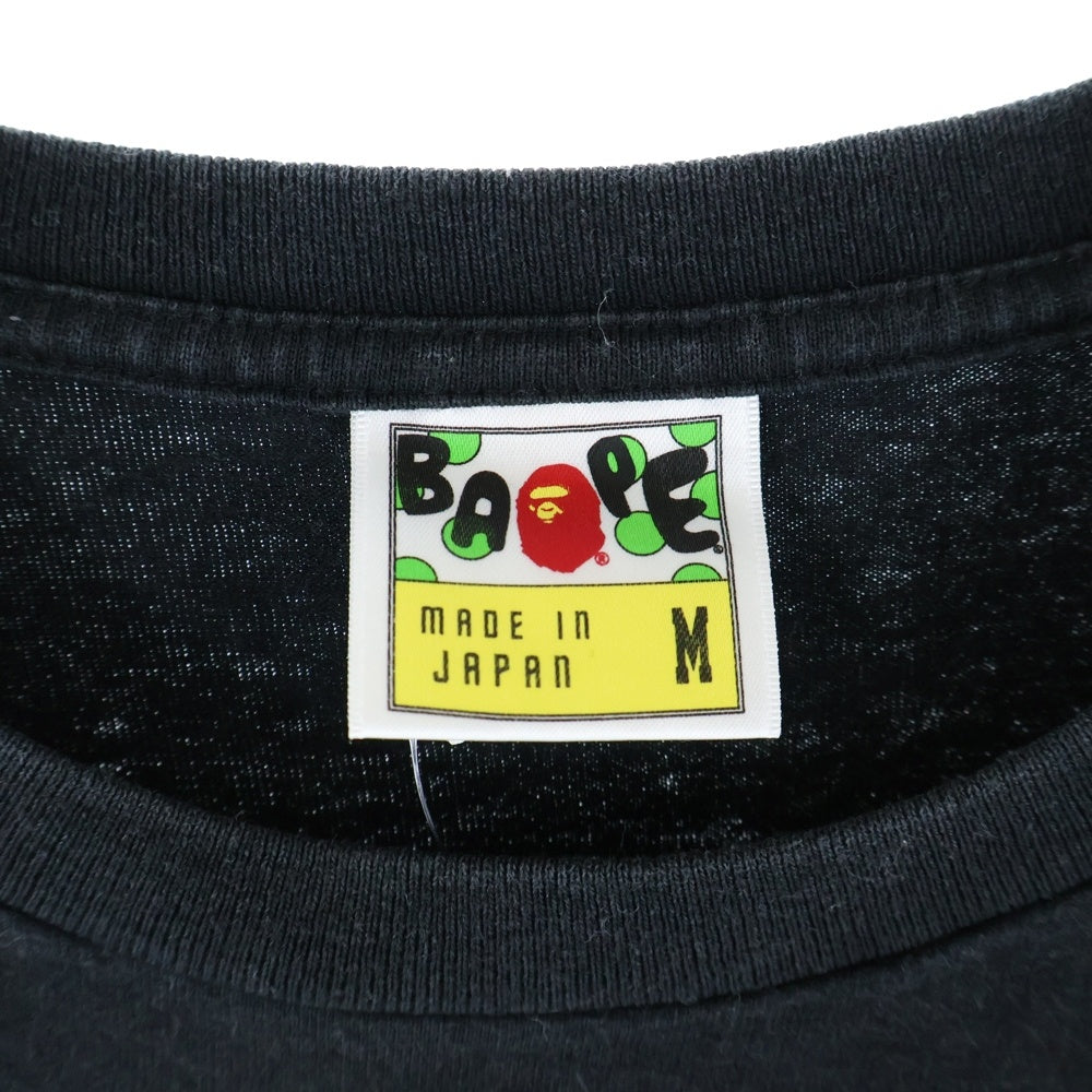 A BATHING APE(アベイシングエイプ) BY BATHING APE ベイビー マイロ フロントロゴデザイン クルーネック カットソー 半袖Tシャツ ブラック