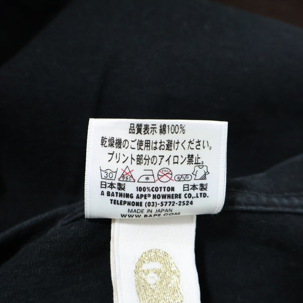 A BATHING APE(アベイシングエイプ) BY BATHING APE ベイビー マイロ フロントロゴデザイン クルーネック カットソー 半袖Tシャツ ブラック