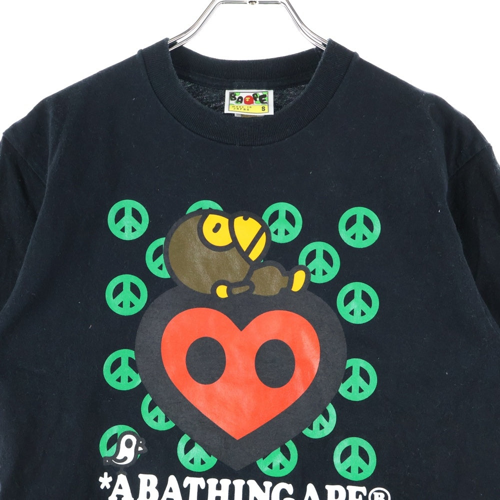 A BATHING APE(アベイシングエイプ) APE SHALL NEVER KILL APE シャル ネバー キル フロントロゴデザイン クルーネック カットソー 半袖Tシャツ ブラック