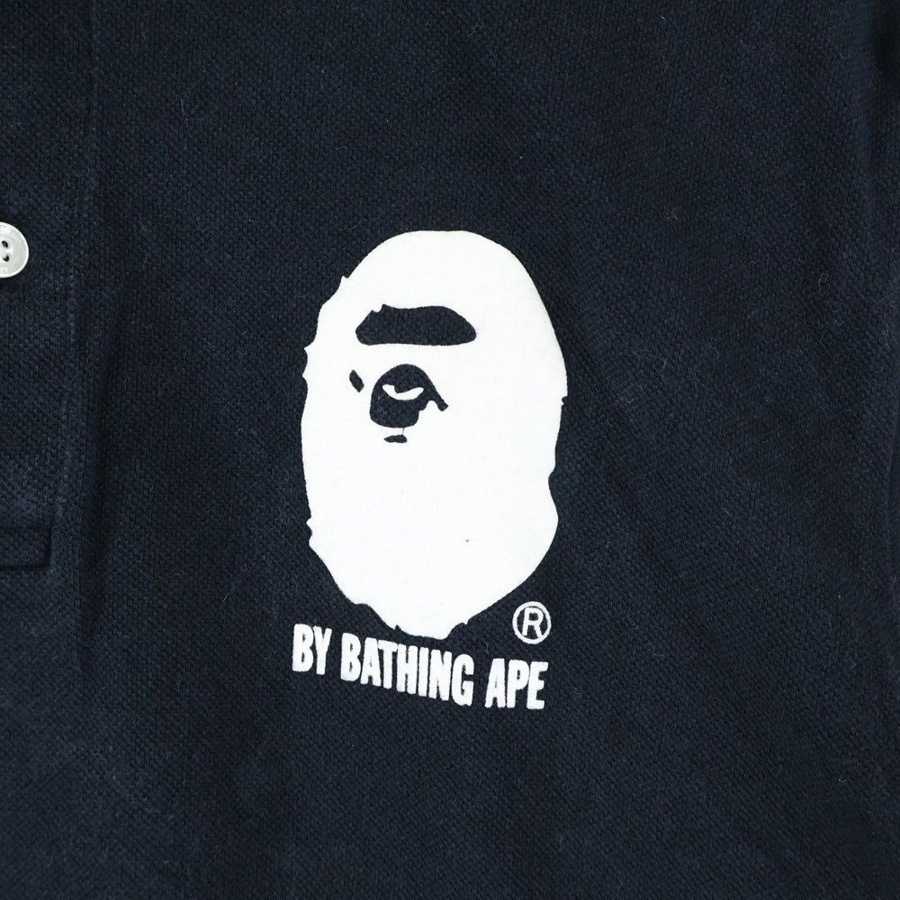 A BATHING APE(アベイシングエイプ) 胸ロゴデザイン カットソー 半袖 ポロシャツ ブラック