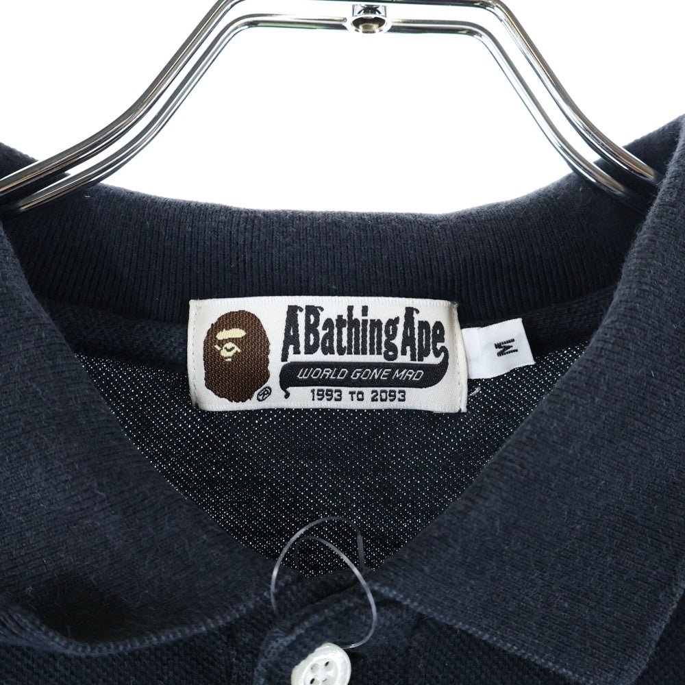 A BATHING APE(アベイシングエイプ) 胸ロゴデザイン カットソー 半袖 ポロシャツ ブラック