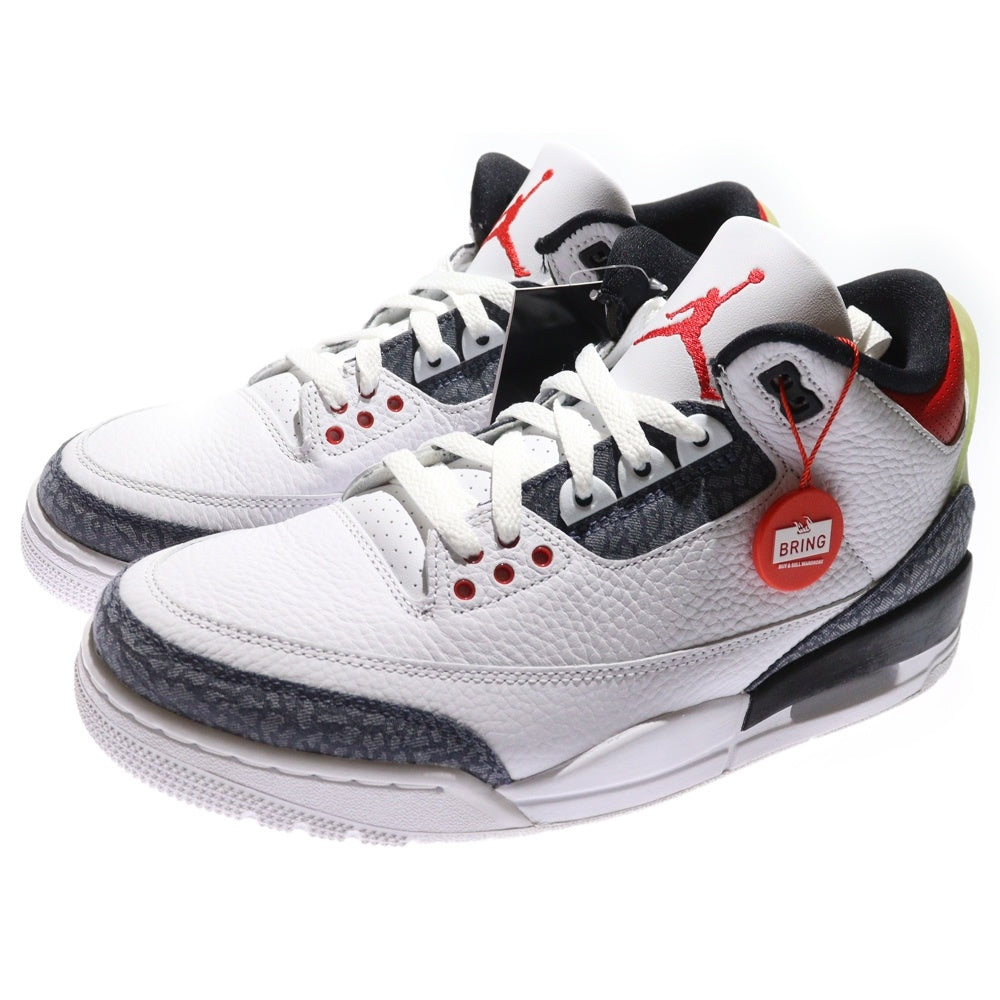 NIKE(ナイキ) AIR JORDAN 3 RETRO SE-T CO JP FIRE RED DENIM エアジョーダン3 レトロ ファイヤー レッド デニム ハイカットスニーカー ホワイト US9/27cm CZ6433-100