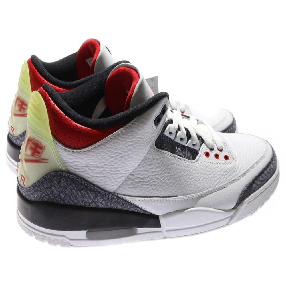 NIKE(ナイキ) AIR JORDAN 3 RETRO SE-T CO JP FIRE RED DENIM エアジョーダン3 レトロ ファイヤー レッド デニム ハイカットスニーカー ホワイト US9/27cm CZ6433-100