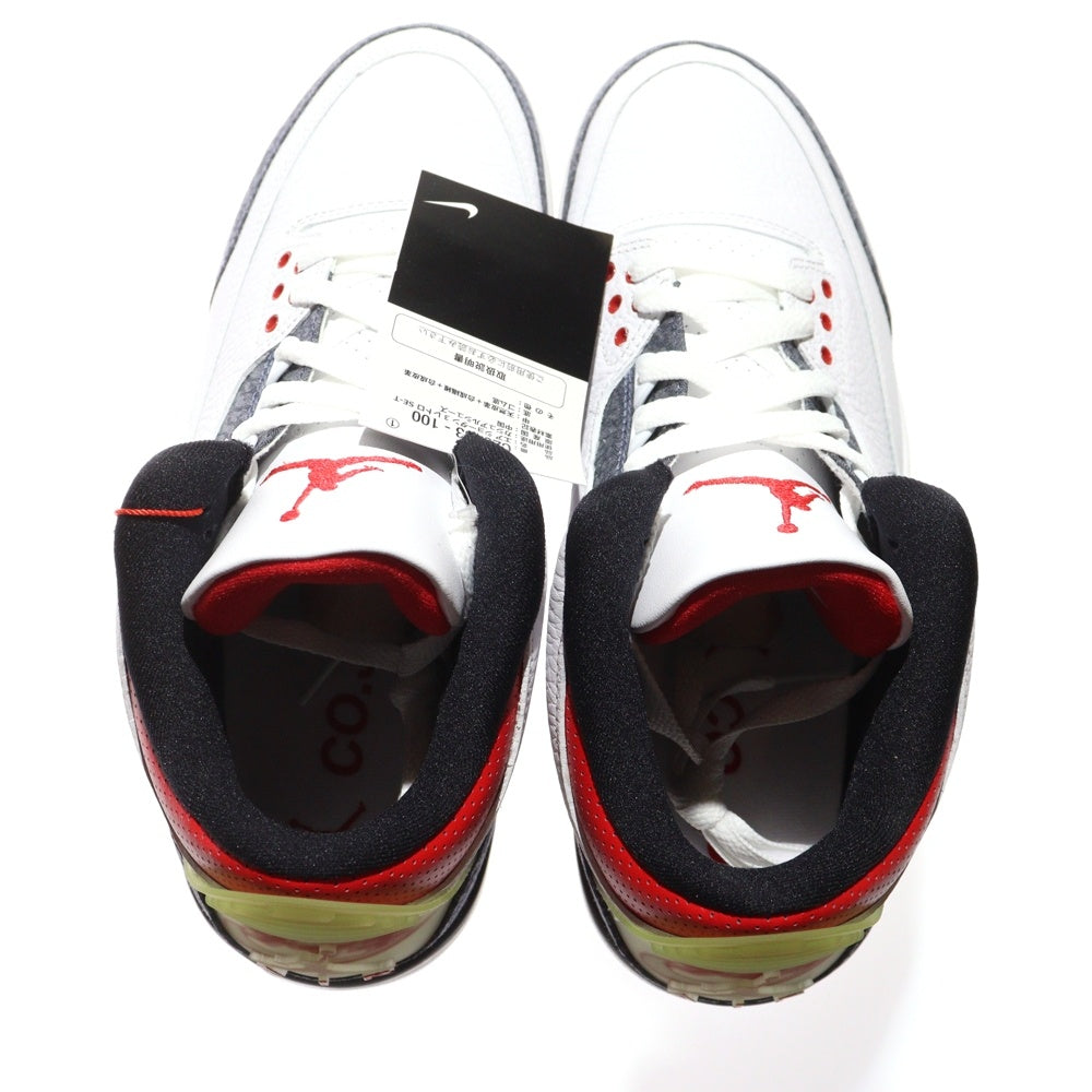 NIKE(ナイキ) AIR JORDAN 3 RETRO SE-T CO JP FIRE RED DENIM エアジョーダン3 レトロ ファイヤー レッド デニム ハイカットスニーカー ホワイト US9/27cm CZ6433-100