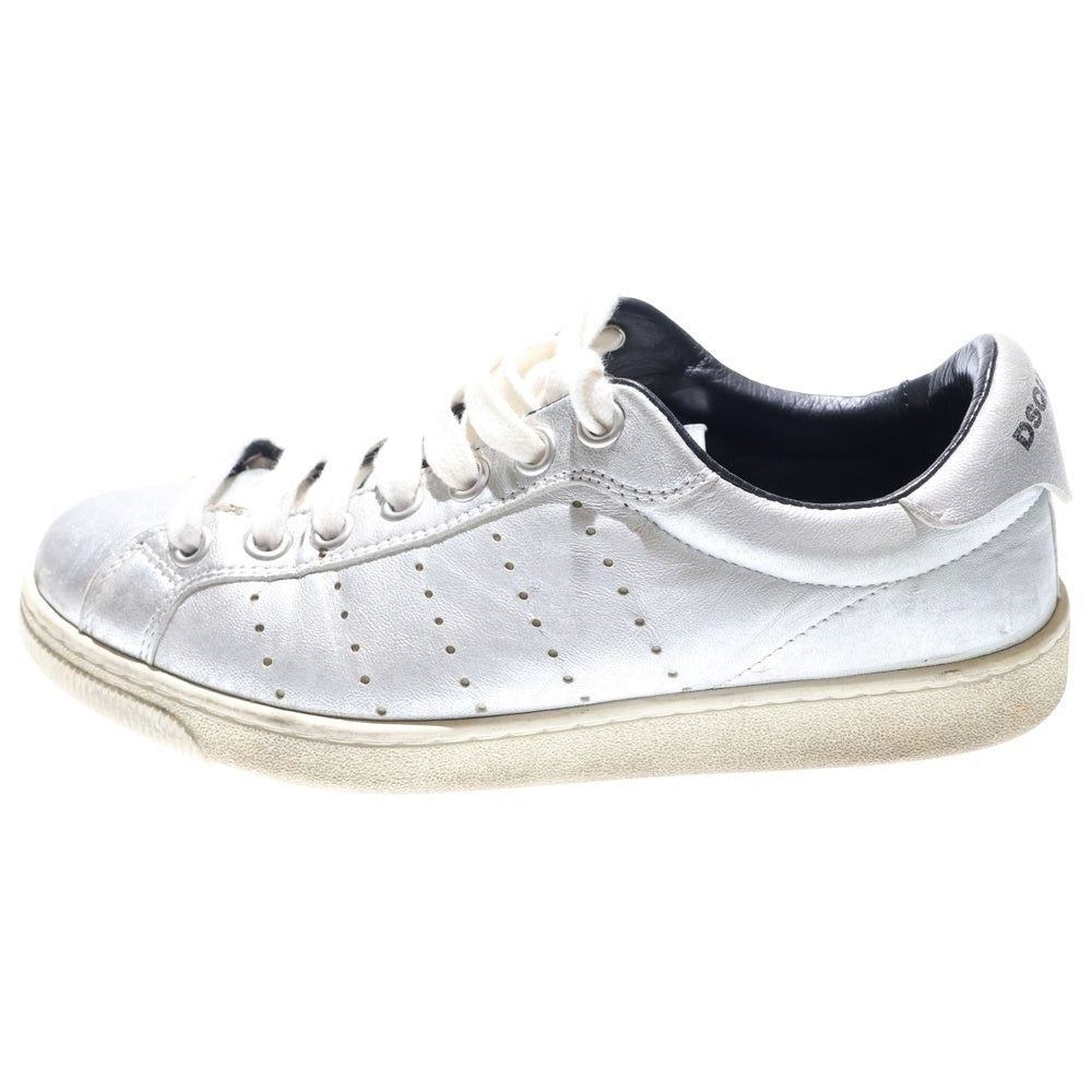 DSQUARED2(ディースクエアード) レースアップ メタリック ローカットスニーカー シルバー