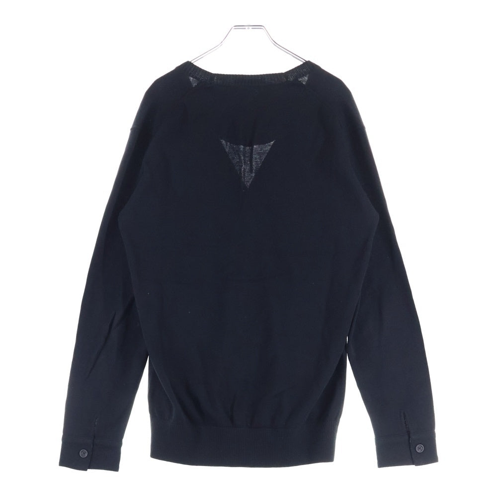 BURBERRY BLACK LABEL(バーバリー ブラックレーベル) 胸エンブロイダリーデザイン 5B ニット カーディガン ブラック D1N62-312-09