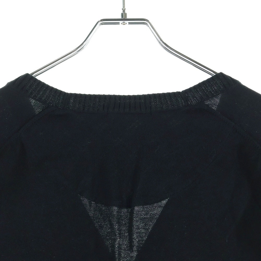 BURBERRY BLACK LABEL(バーバリー ブラックレーベル) 胸エンブロイダリーデザイン 5B ニット カーディガン ブラック D1N62-312-09