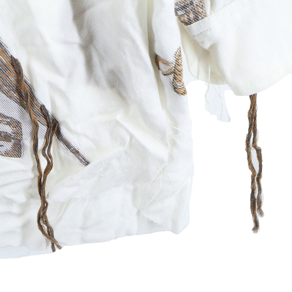 ARCHIVIO J.M.RIBOT(アルキビオジェイエムリボット) 23SS パッチワーク加工 デザインプリント 長袖ボタンシャツ ホワイト SH07/TR