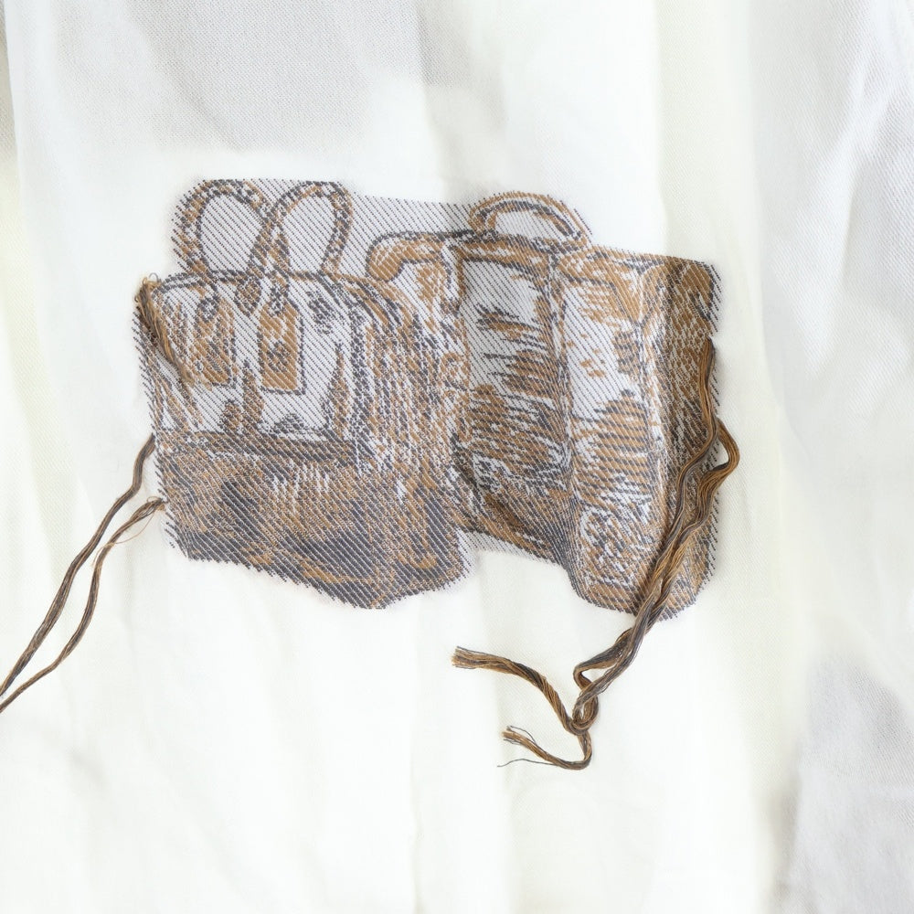 ARCHIVIO J.M.RIBOT(アルキビオジェイエムリボット) 23SS パッチワーク加工 デザインプリント 長袖ボタンシャツ ホワイト SH07/TR