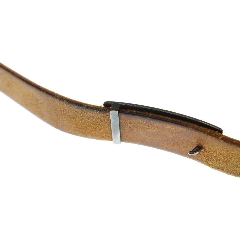 goro's(ゴローズ) 3cm固定式印台ずれ角バックルレザーベルト シルバー