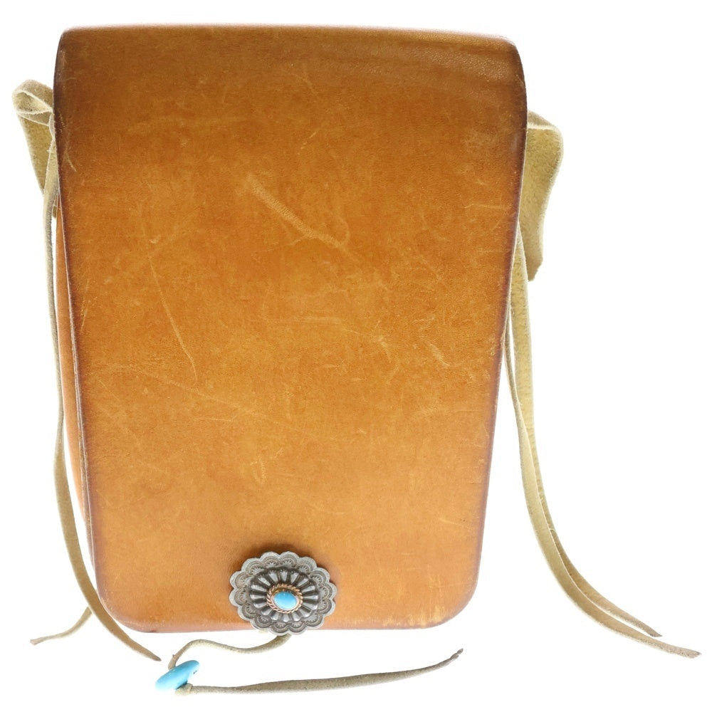 goro's(ゴローズ) 金縄ターコイズ付きフラワーコンチョカスタム サドルレザー ウエストバッグ ブラウン