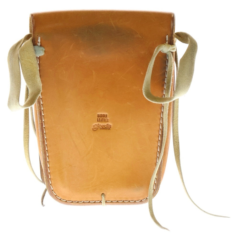 goro's(ゴローズ) 金縄ターコイズ付きフラワーコンチョカスタム サドルレザー ウエストバッグ ブラウン