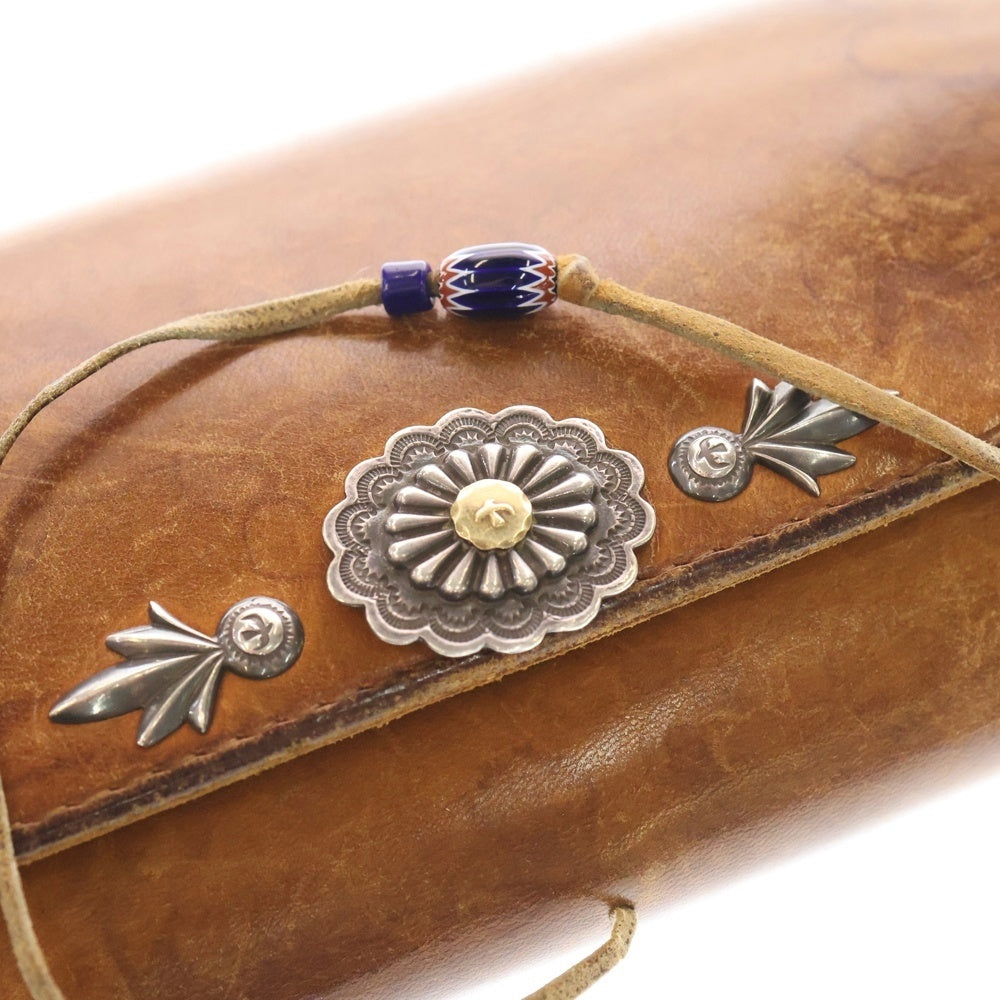 goro's(ゴローズ) K18付きフラワーコンチョ 三つ折り長財布 レザーウォレット ブラウン