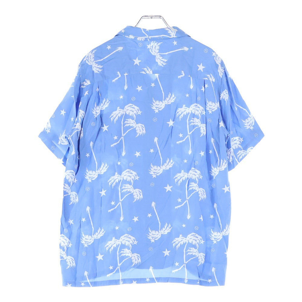 UNIFORM EXPERIMENT(ユニフォームエクスペリメント) S/S PERM TREE OPEN COLLAR SHIRT レーヨン パームツリー オープンカラー 半袖 シャツ ブルー UE‐100014