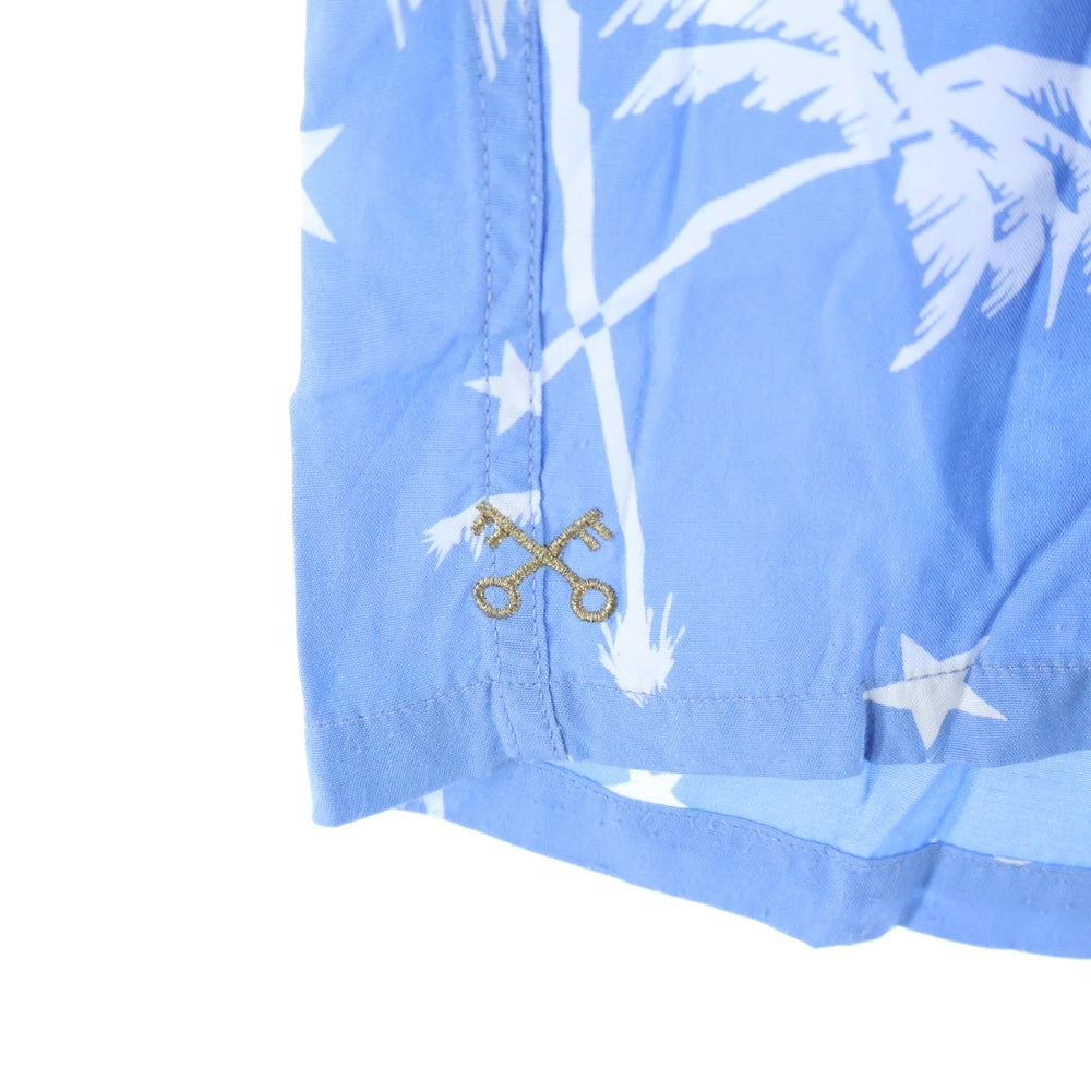 UNIFORM EXPERIMENT(ユニフォームエクスペリメント) S/S PERM TREE OPEN COLLAR SHIRT レーヨン パームツリー オープンカラー 半袖 シャツ ブルー UE‐100014