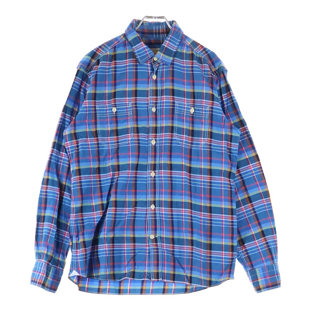 MAISON KITSUNE(メゾンキツネ) ダブルポケット チェック 長袖 シャツ ブルー