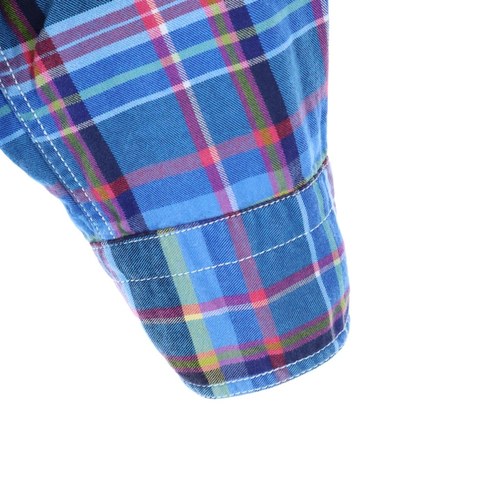 MAISON KITSUNE(メゾンキツネ) ダブルポケット チェック 長袖 シャツ ブルー