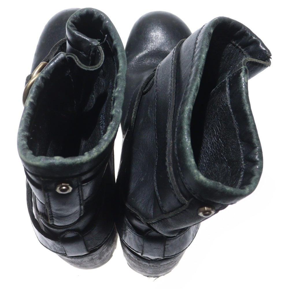 DIESEL(ディーゼル) ダブルストラップ エンジニアショート レザーブーツ ブラック レディース