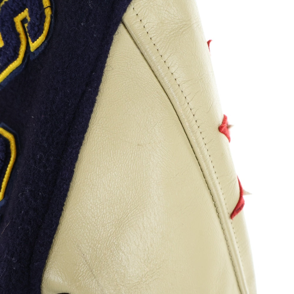VINTAGE(ヴィンテージ) WHITESVILLE NEW YORK MUSTANGS ホワイツビル ニューヨーク マスタングス フルデコ レザー切り替え ヴァーシティジャケット スタジャン イエロー/ネイビー