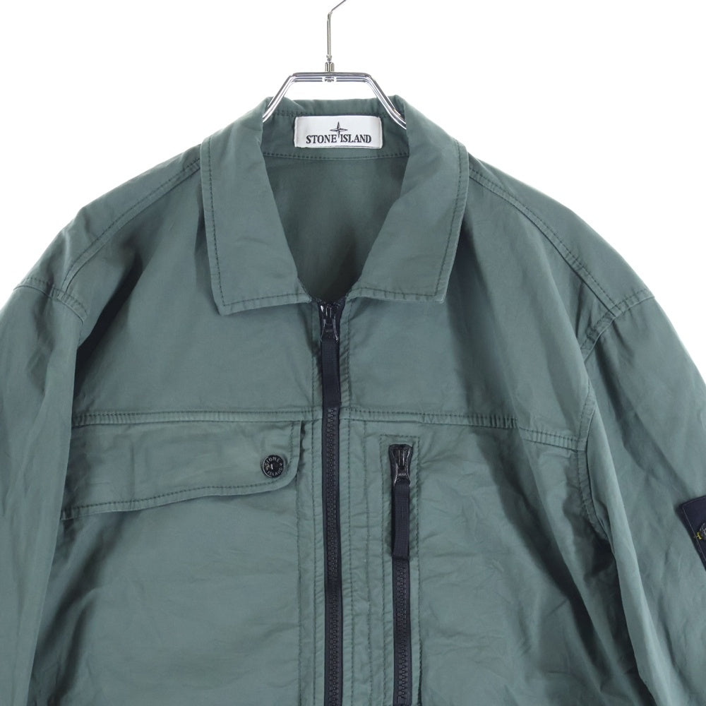 STONE ISLAND(ストーンアイランド) OVERSHIRT オーバーシルエット ロゴパッチ ジップアップジャケット カーキ 801510210