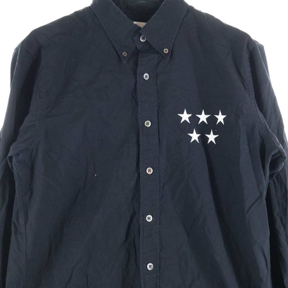 UNIFORM EXPERIMENT(ユニフォームエクスペリメント) 5 STAR APPLIQUE B.D SHIRT 5スター アップリケ ボタンダウン ロングスリーブ 長袖シャツ ブラック UE-170006