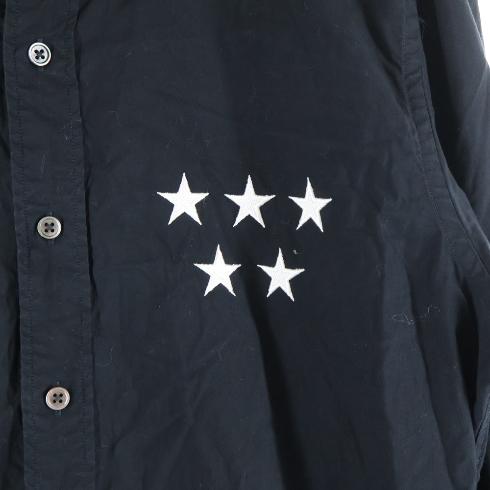 UNIFORM EXPERIMENT(ユニフォームエクスペリメント) 5 STAR APPLIQUE B.D SHIRT 5スター アップリケ ボタンダウン ロングスリーブ 長袖シャツ ブラック UE-170006