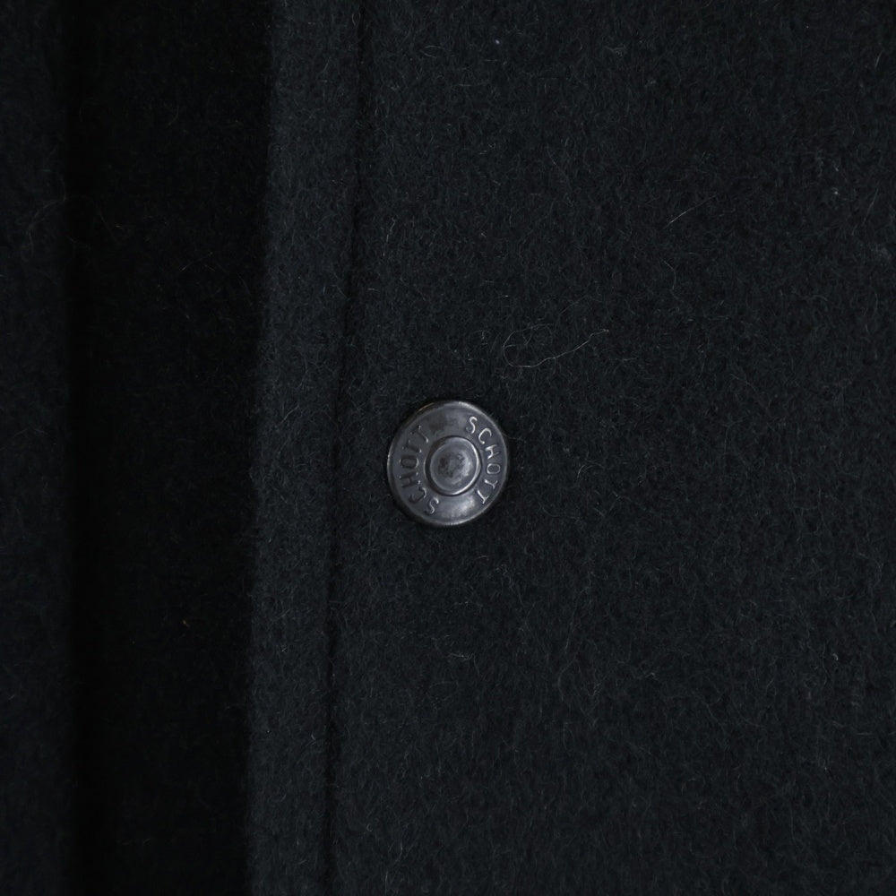 SCHOTT(ショット) 袖レザー切替 ウールスナップジャケット スタジャン ブラック/グリーン