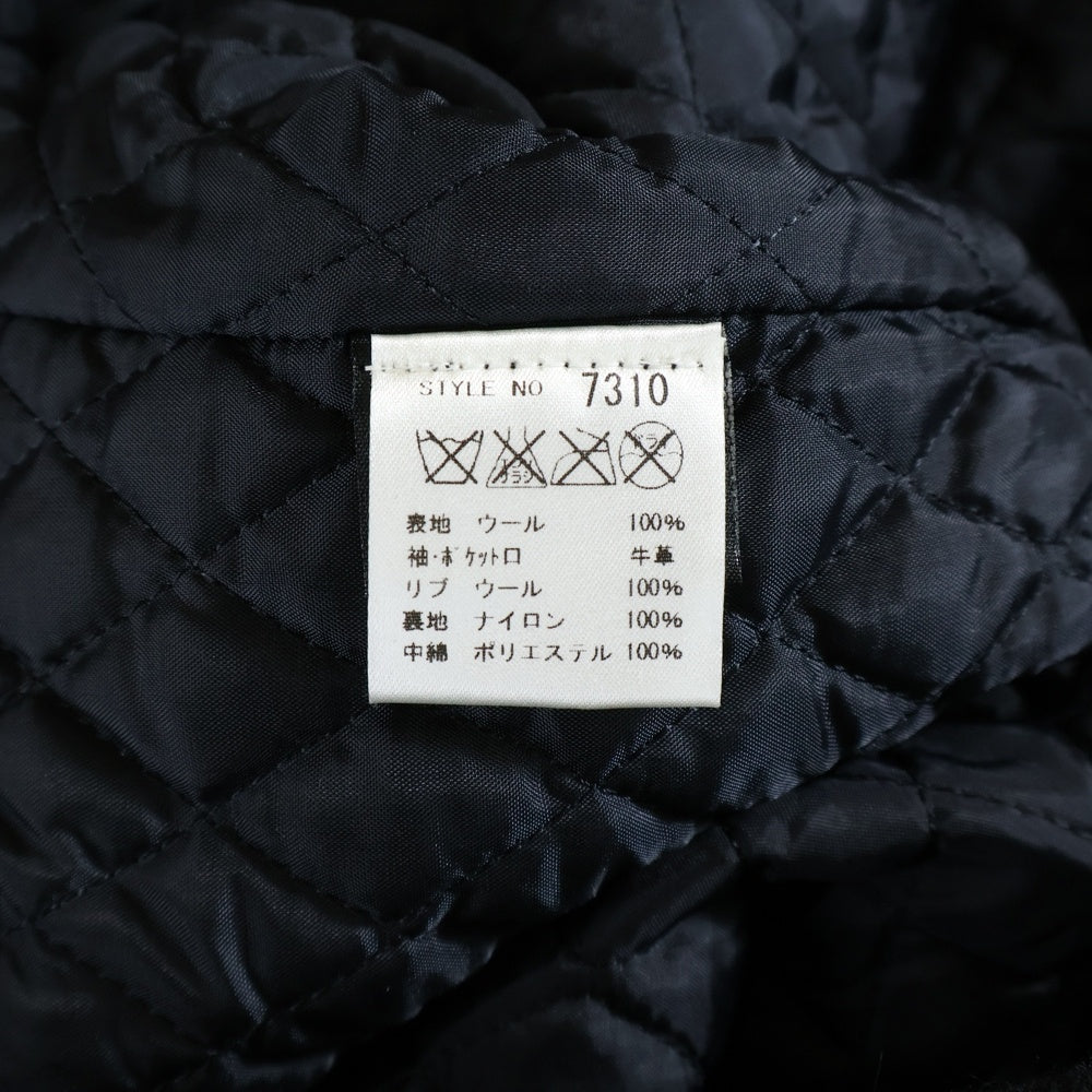 SCHOTT(ショット) 袖レザー切替 ウールスナップジャケット スタジャン ブラック/グリーン