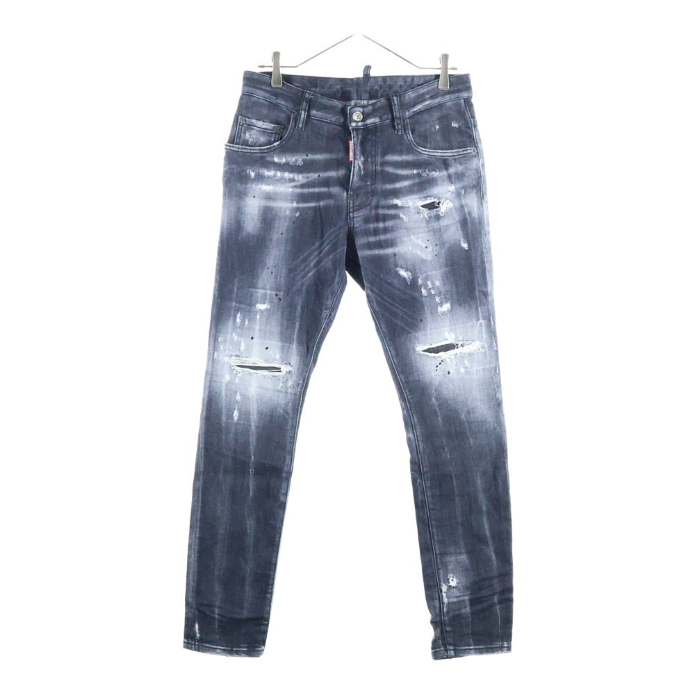 DSQUARED2(ディースクエアード) SUPER TWINKY JEAN スーパーツインキージーン クラッシュ加工スキニーデニムパンツ ブラック S74LB1035S30503