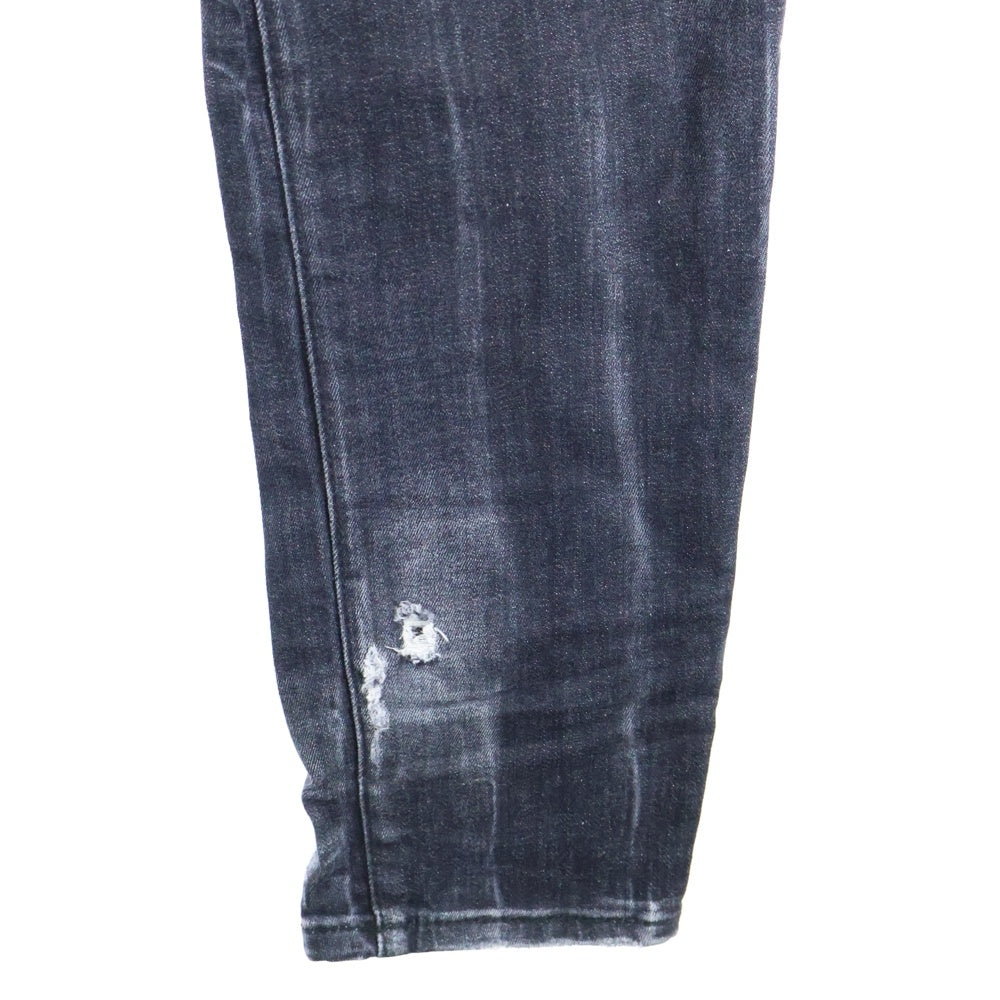 DSQUARED2(ディースクエアード) SUPER TWINKY JEAN スーパーツインキージーン クラッシュ加工スキニーデニムパンツ ブラック S74LB1035S30503