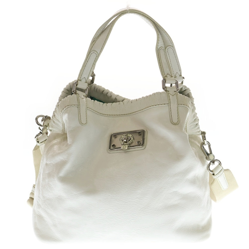MARC BY MARC JACOBS(マーク バイ マーク ジェイコブス) フロントキーロックデザイン レザー ハンドバッグ ショルダーバッグ ホワイト