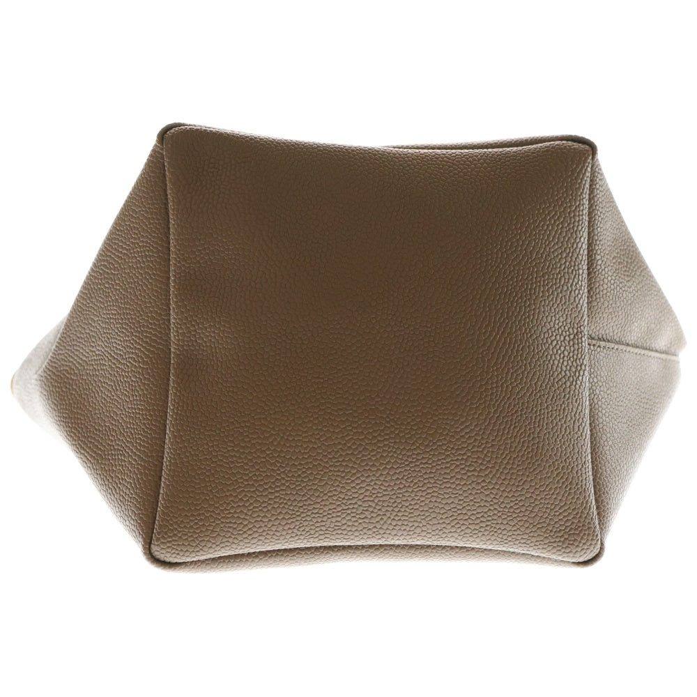 herve chapelier(エルベシャプリエ) 舟形 キャビアスキン ロゴデザイン金具 レザートートバッグ ブラウン/オレンジ