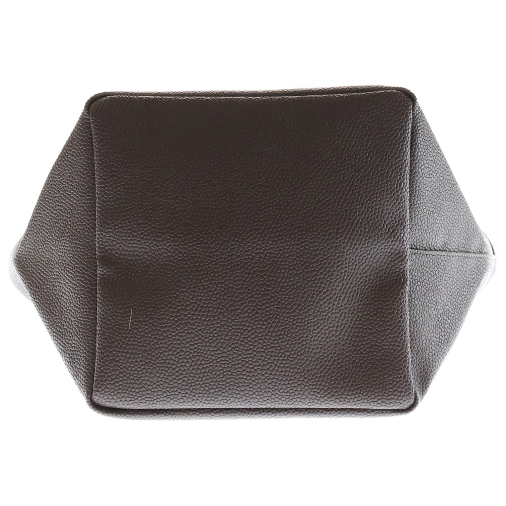 herve chapelier(エルベシャプリエ) 舟形 キャビアスキン ロゴデザイン金具 レザートートバッグ ブラウン/レッド