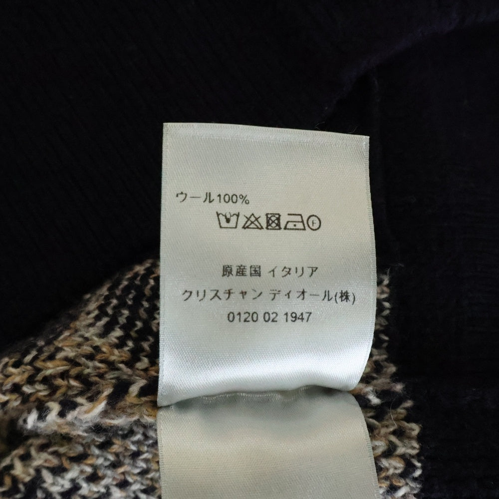 DIOR(ディオール) 22AW オブリーク総柄 ウール ニット カーディガン ネイビー/オレンジ 213M233AT393