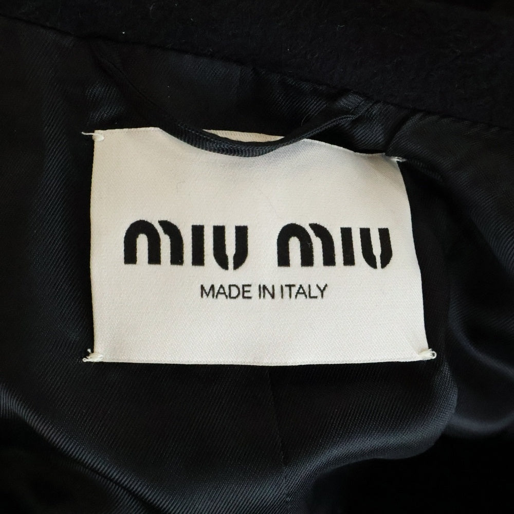 miumiu(ミュウミュウ) BLACK SINGLE BREASTED COAT シングルブレスト ウールコート ジャケット ブラック MS1987