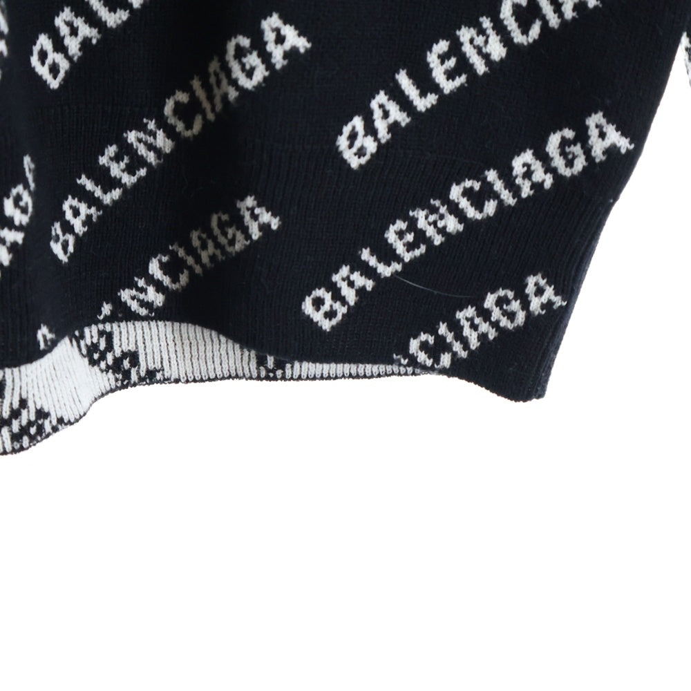 BALENCIAGA(バレンシアガ) MINI ALLOVER LOGO SWEATER ミニオールオーバーバイアスロゴ クルーネック ウールニット セーター ブラック 719654 T1660