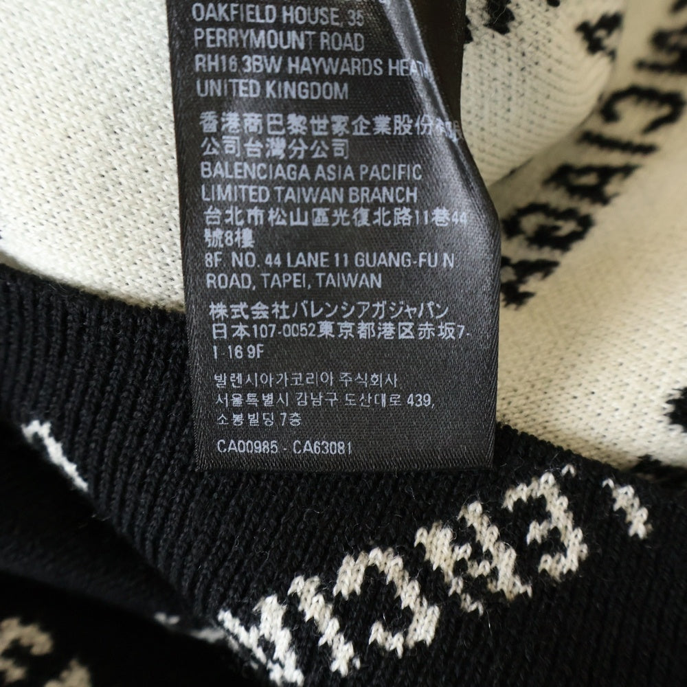 BALENCIAGA(バレンシアガ) MINI ALLOVER LOGO SWEATER ミニオールオーバーバイアスロゴ クルーネック ウールニット セーター ブラック 719654 T1660