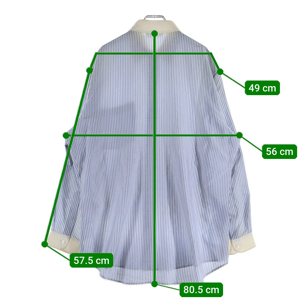 CELINE(セリーヌ) シルク ストライプ フロントトリオンフロゴエンブロイダリー 長袖シャツ ブルー/ホワイト 2C775485S