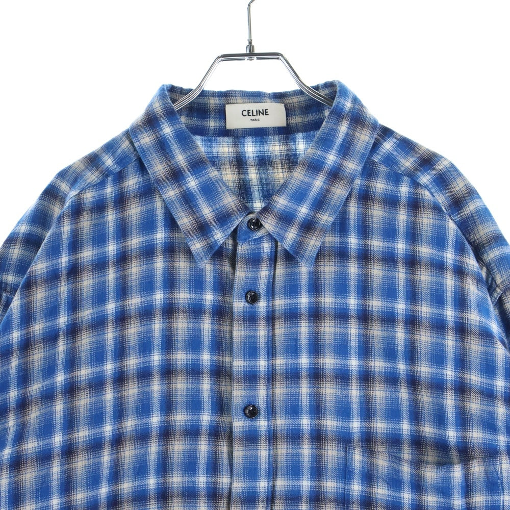 CELINE(セリーヌ) 21SS Loose Shirt In Checked Cotton チェックドコットン ルーズ長袖シャツ ブルー 2C486354M
