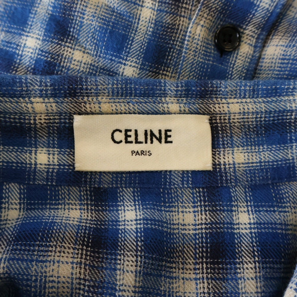 CELINE(セリーヌ) 21SS Loose Shirt In Checked Cotton チェックドコットン ルーズ長袖シャツ ブルー 2C486354M
